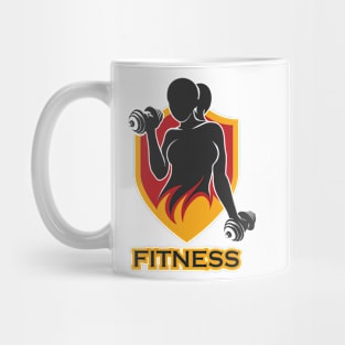Fitness Emblem with training girl and shield Mug